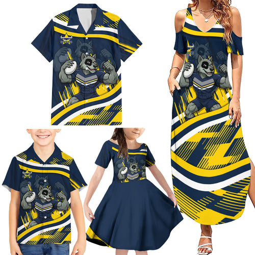 Cowboys Rugby Mascot Family Matching Summer Maxi Dress and Hawaiian Shirt Fierce Athlete Graphic in Sports Style
