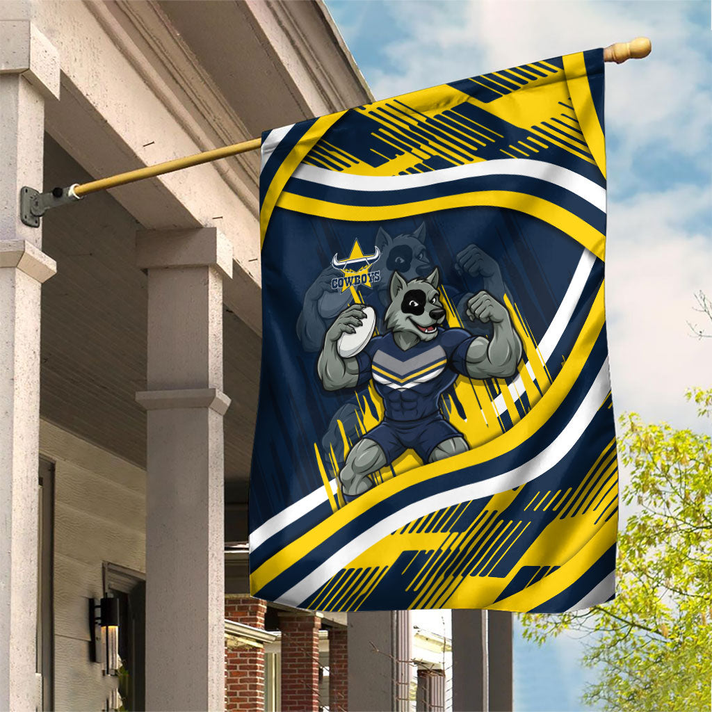 Cowboys Rugby Mascot Garden Flag Fierce Athlete Graphic in Sports Style