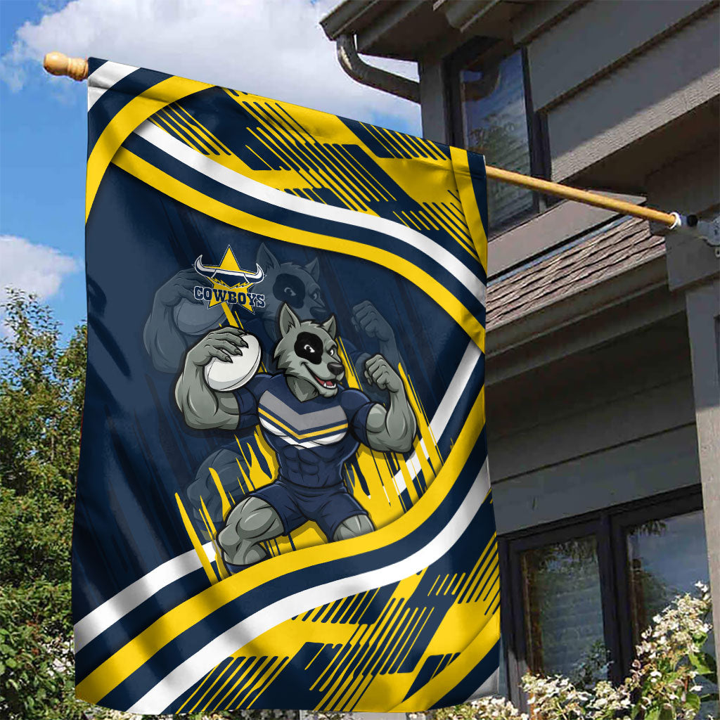 Cowboys Rugby Mascot Garden Flag Fierce Athlete Graphic in Sports Style