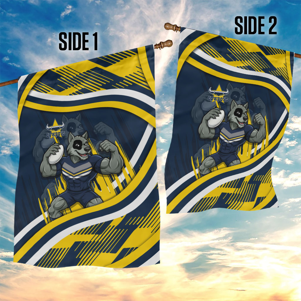 Cowboys Rugby Mascot Garden Flag Fierce Athlete Graphic in Sports Style