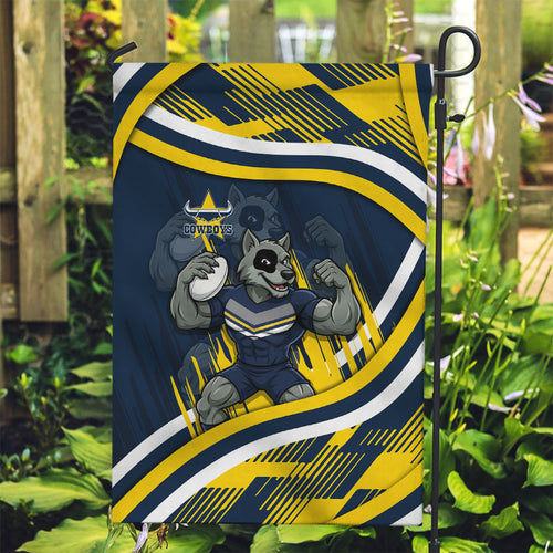 Cowboys Rugby Mascot Garden Flag Fierce Athlete Graphic in Sports Style