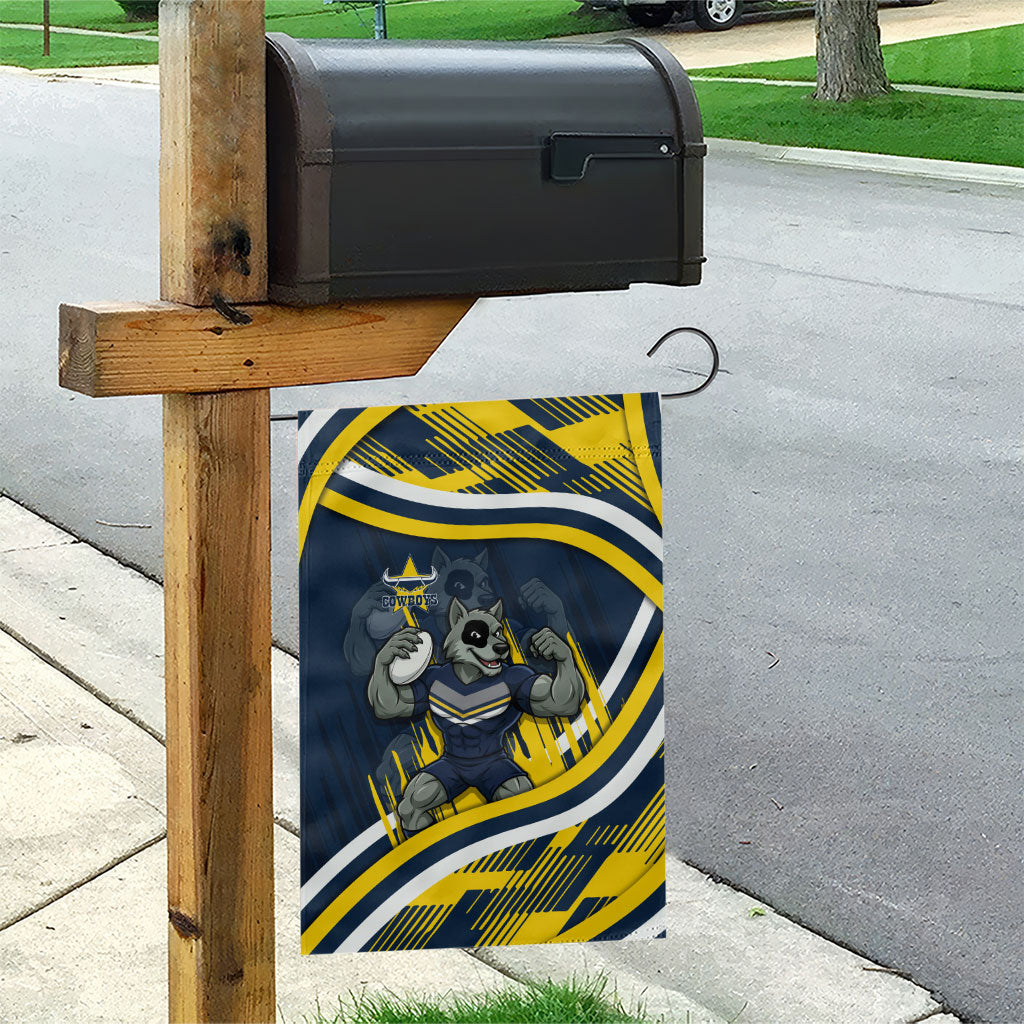 Cowboys Rugby Mascot Garden Flag Fierce Athlete Graphic in Sports Style
