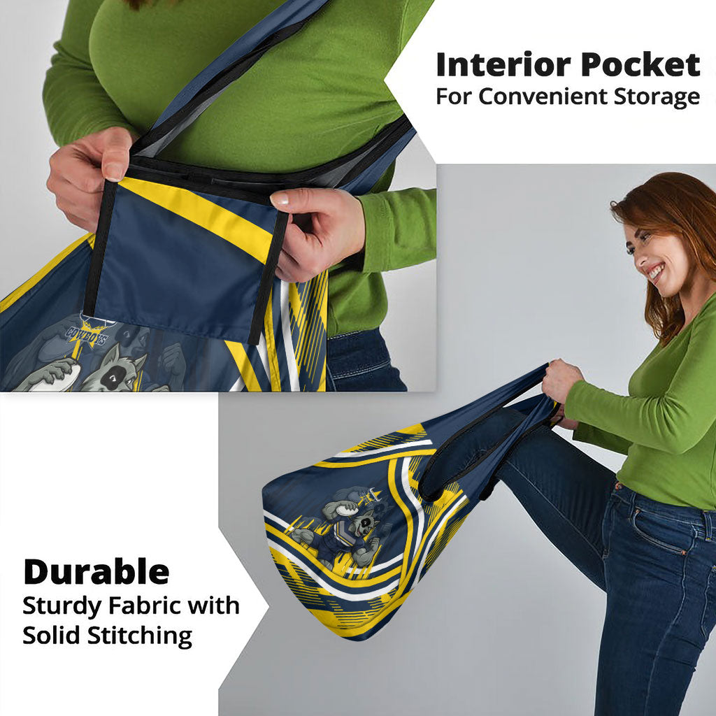 Cowboys Rugby Mascot Grocery Bag Fierce Athlete Graphic in Sports Style