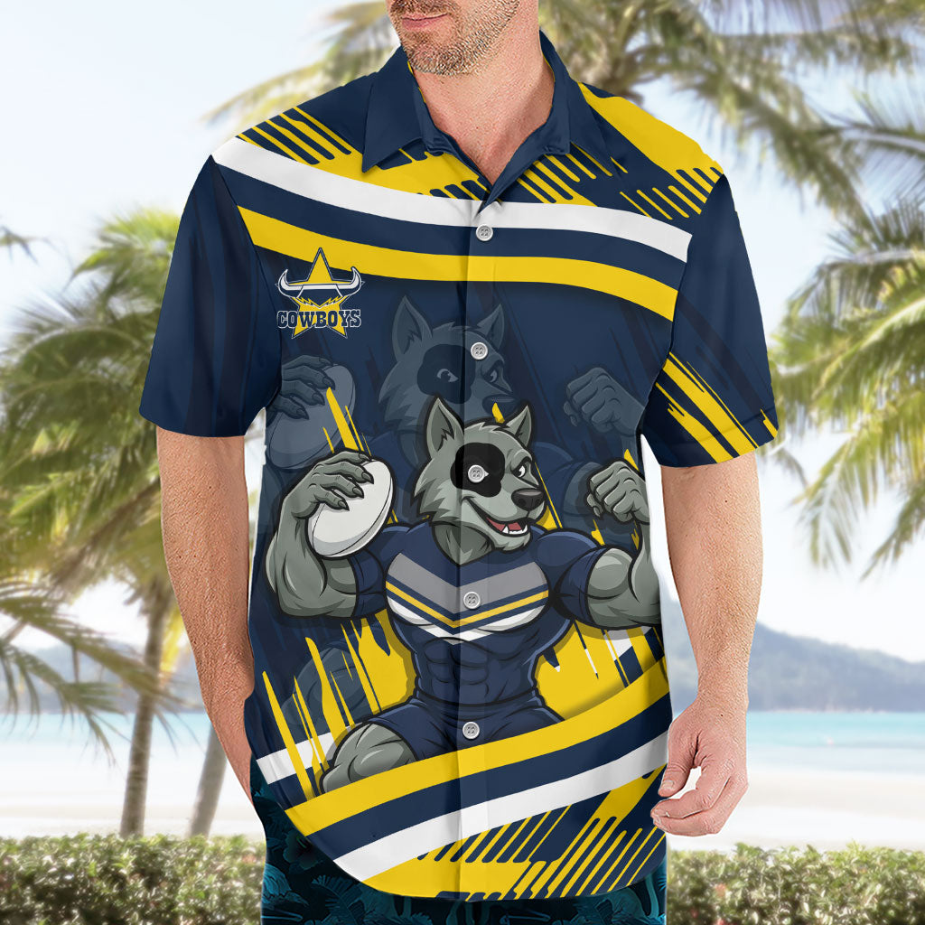 Cowboys Rugby Mascot Hawaiian Shirt Fierce Athlete Graphic in Sports Style