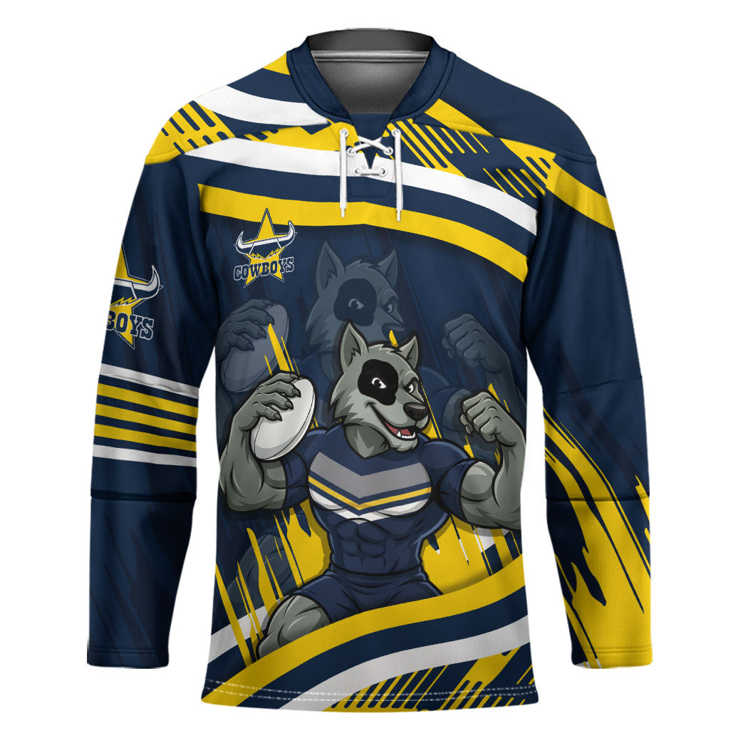 Cowboys Rugby Mascot Hockey Jersey Fierce Athlete Graphic in Sports Style