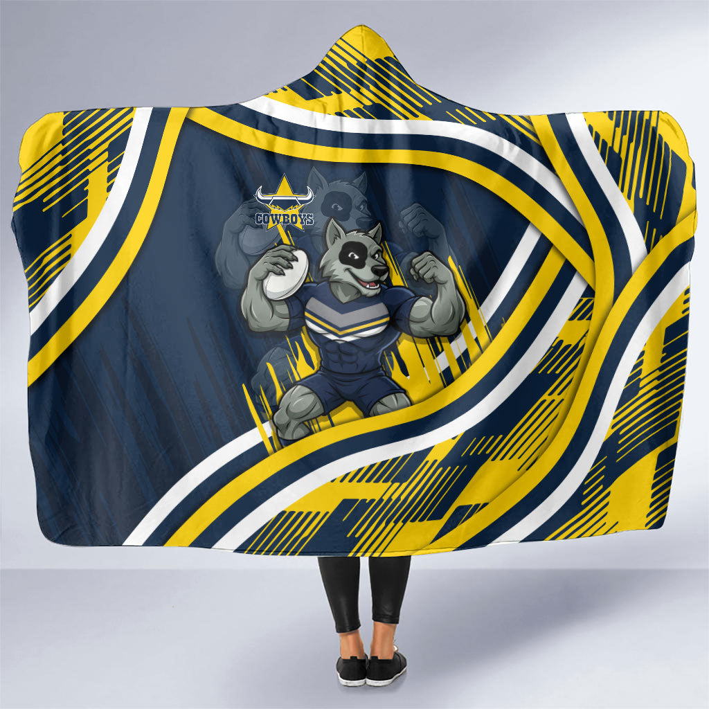 Cowboys Rugby Mascot Hooded Blanket Fierce Athlete Graphic in Sports Style