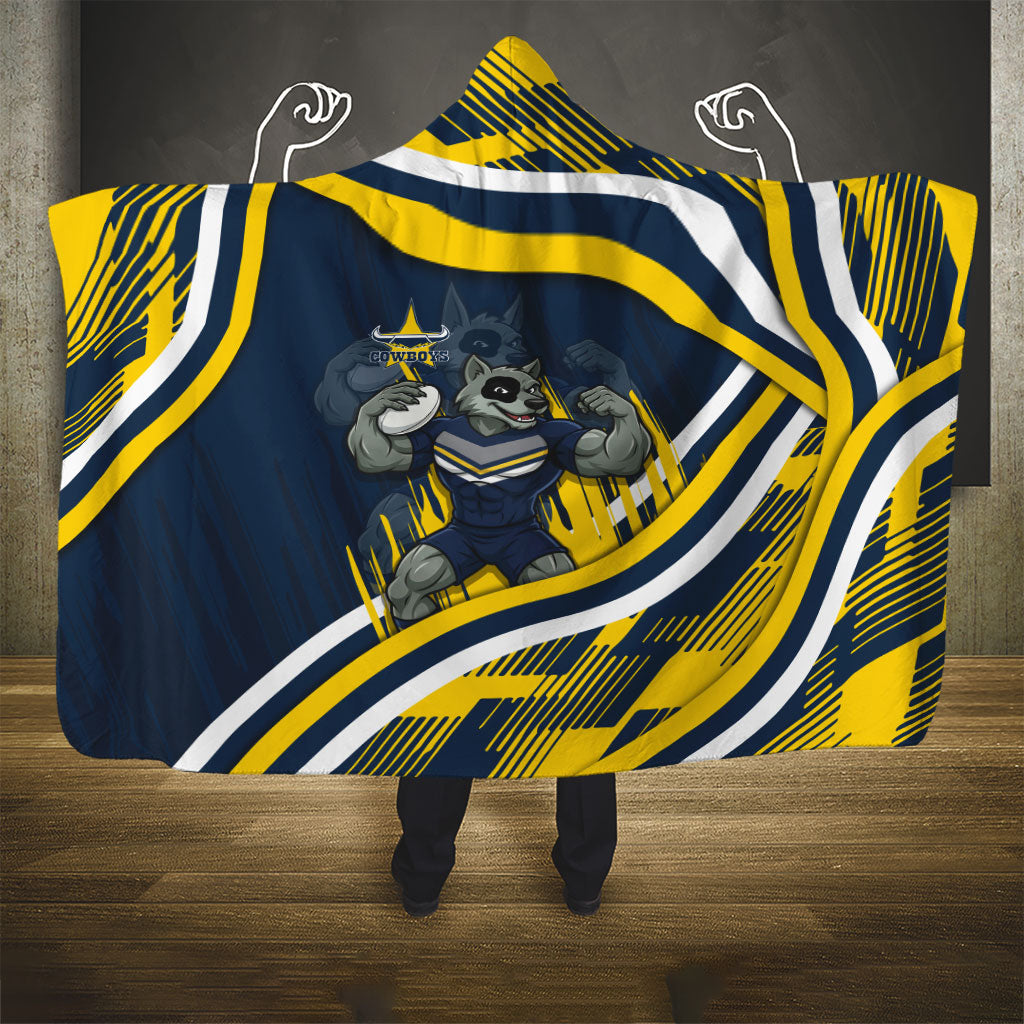 Cowboys Rugby Mascot Hooded Blanket Fierce Athlete Graphic in Sports Style