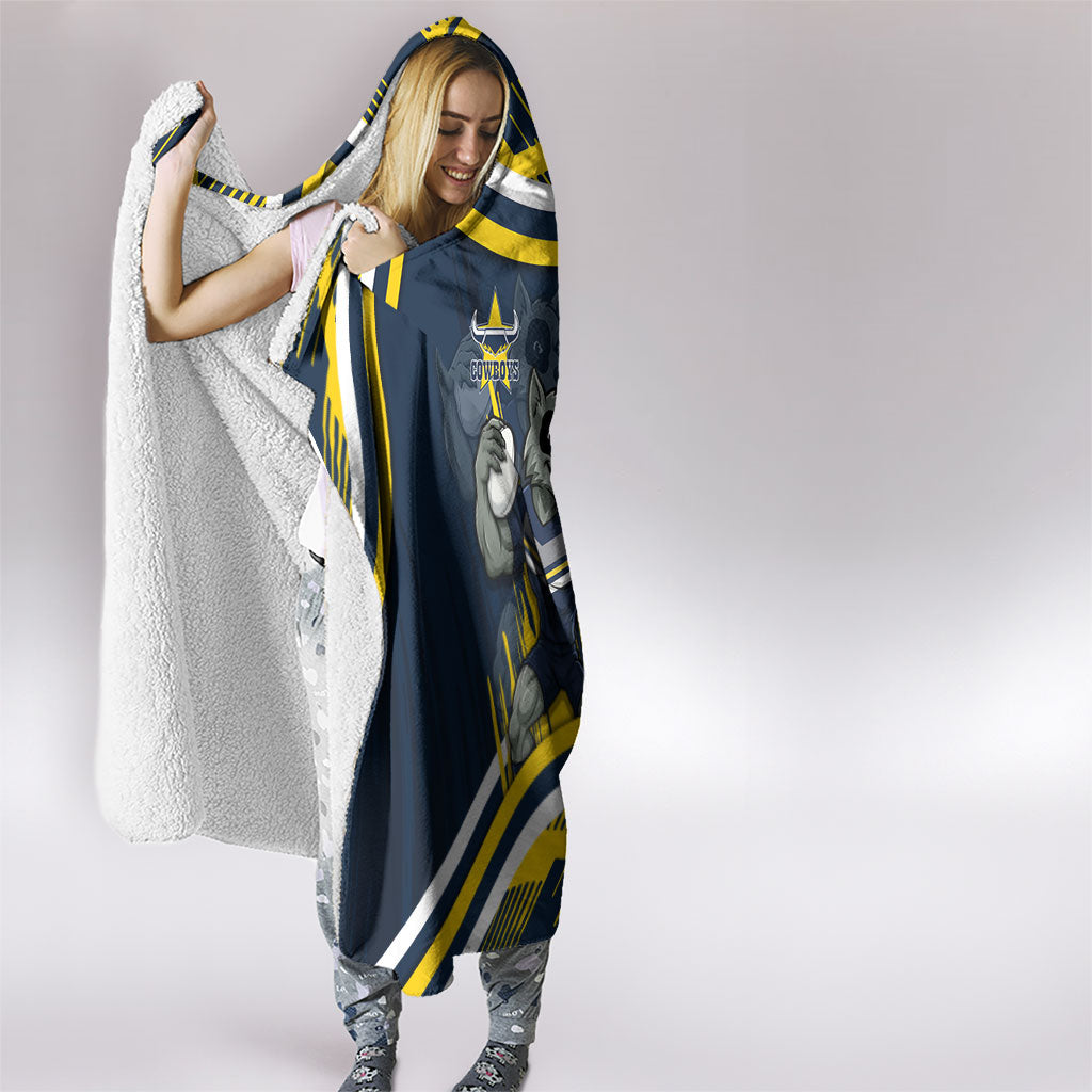 Cowboys Rugby Mascot Hooded Blanket Fierce Athlete Graphic in Sports Style