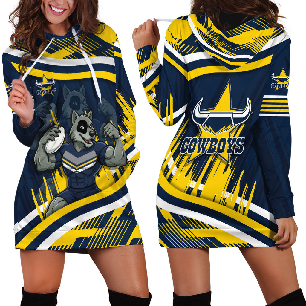 Cowboys Rugby Mascot Hoodie Dress Fierce Athlete Graphic in Sports Style