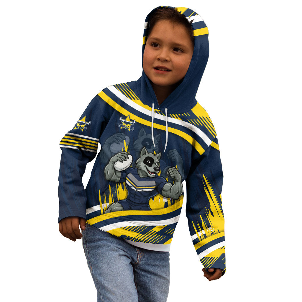 Cowboys Rugby Mascot Kid Hoodie Fierce Athlete Graphic in Sports Style