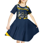 Cowboys Rugby Mascot Kid Short Sleeve Dress Fierce Athlete Graphic in Sports Style