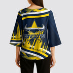 Cowboys Rugby Mascot Kimono Sleeve Blouse Fierce Athlete Graphic in Sports Style
