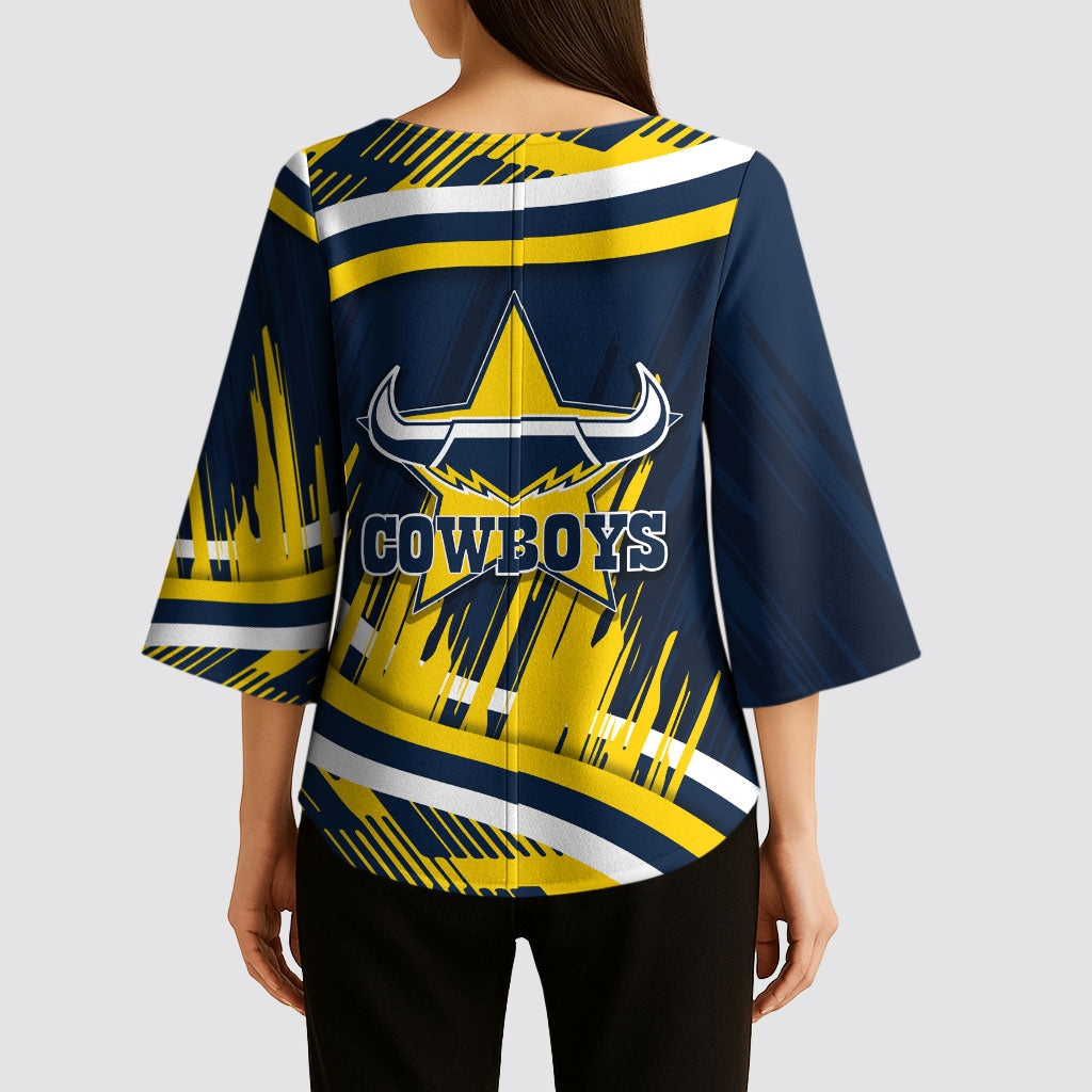 Cowboys Rugby Mascot Kimono Sleeve Blouse Fierce Athlete Graphic in Sports Style