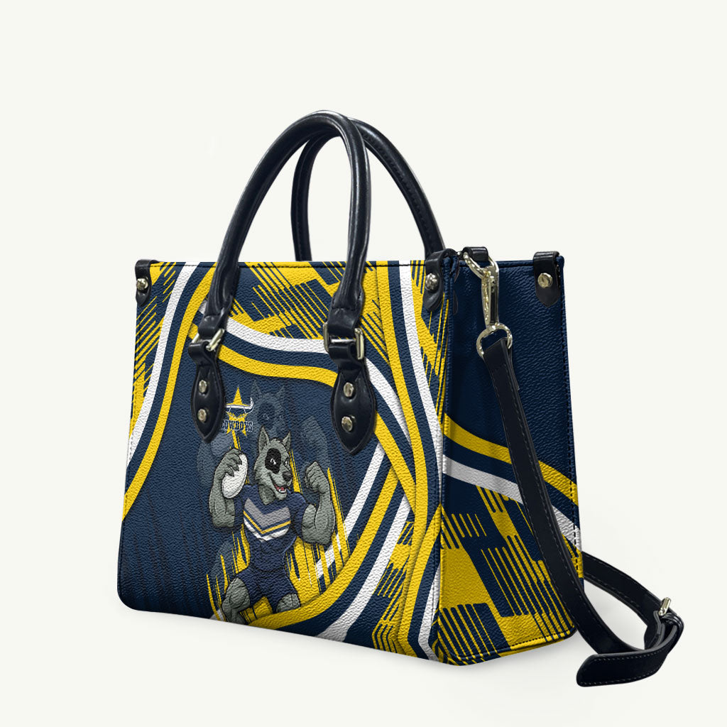 Cowboys Rugby Mascot Leather Bag Fierce Athlete Graphic in Sports Style