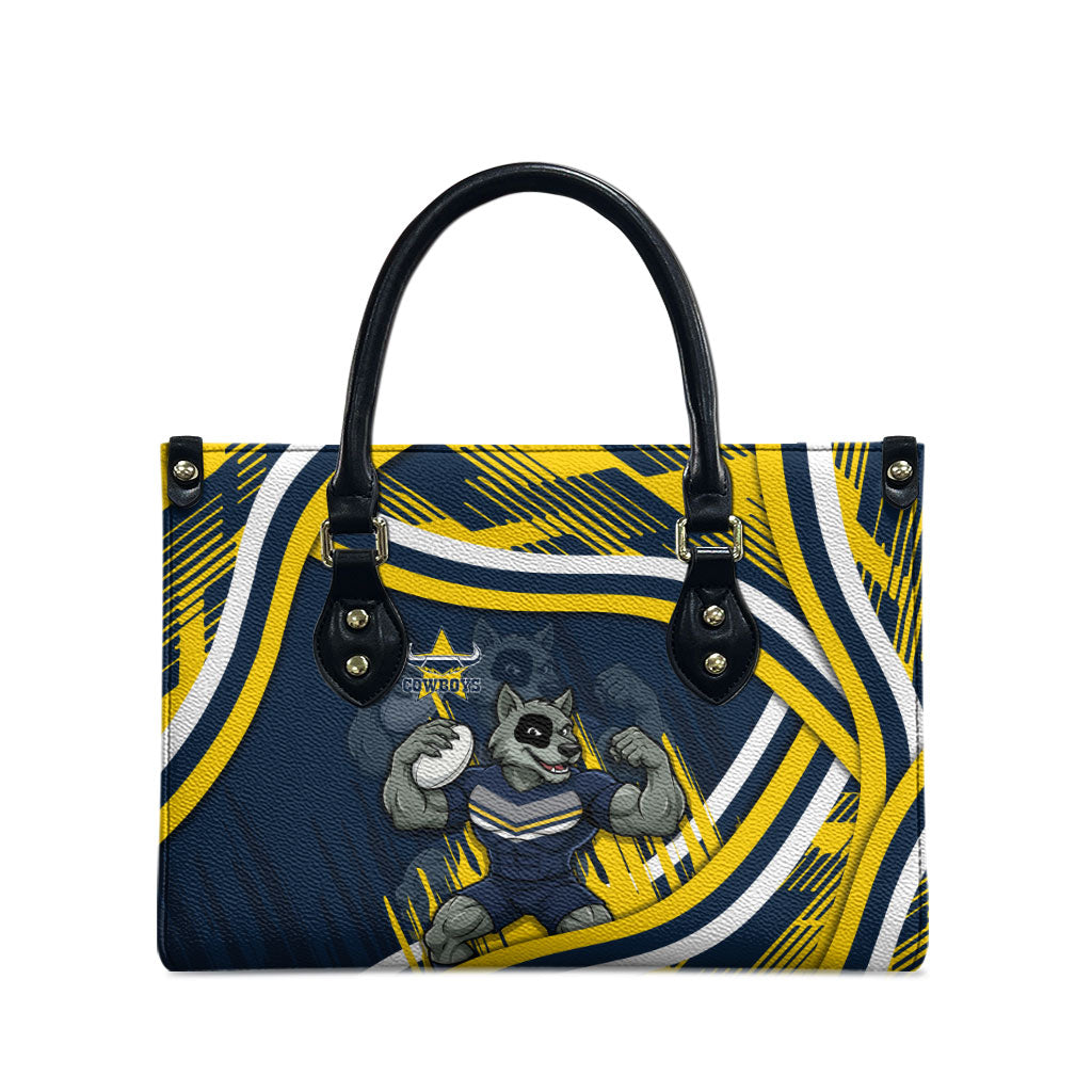 Cowboys Rugby Mascot Leather Bag Fierce Athlete Graphic in Sports Style
