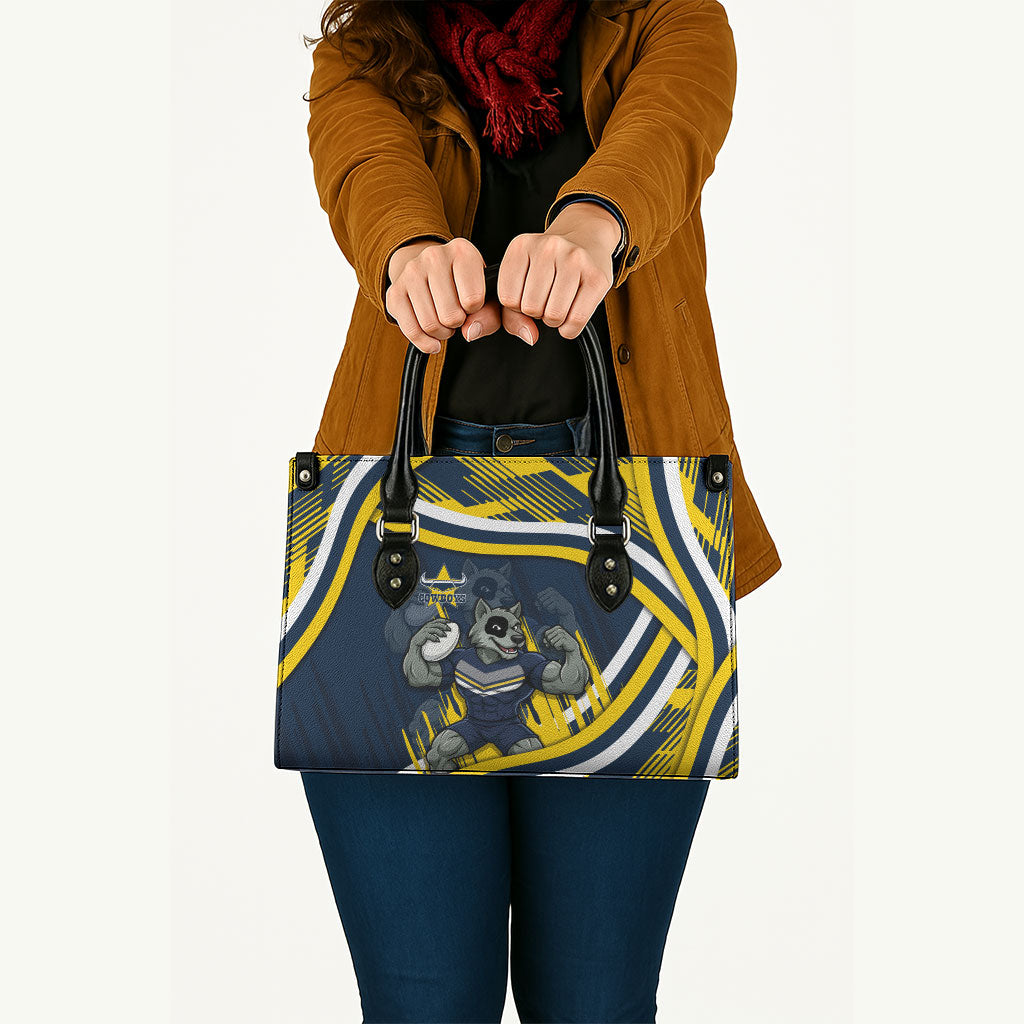 Cowboys Rugby Mascot Leather Bag Fierce Athlete Graphic in Sports Style