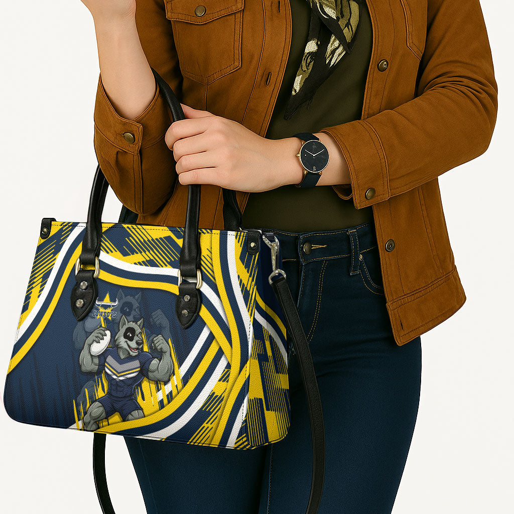 Cowboys Rugby Mascot Leather Bag Fierce Athlete Graphic in Sports Style