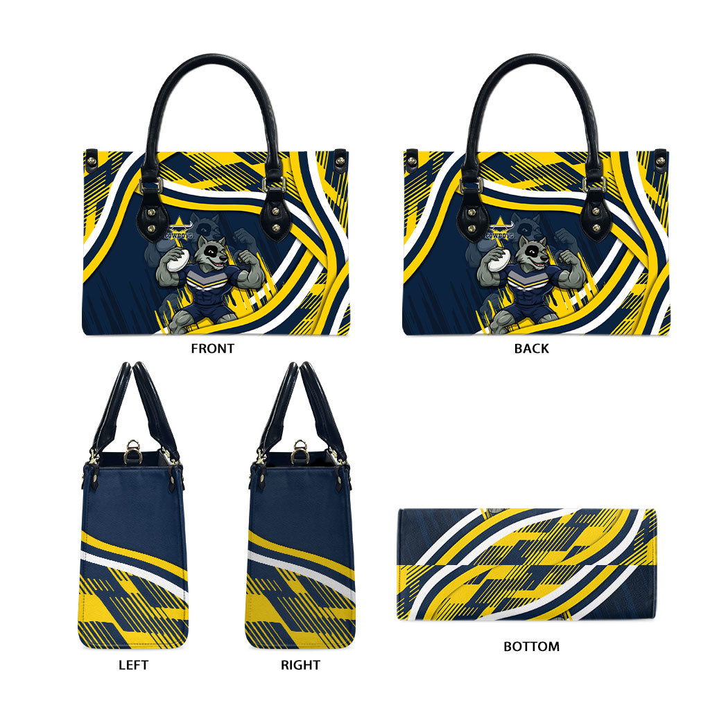 Cowboys Rugby Mascot Leather Bag Fierce Athlete Graphic in Sports Style