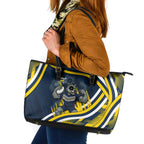 Cowboys Rugby Mascot Leather Tote Bag Fierce Athlete Graphic in Sports Style