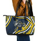 Cowboys Rugby Mascot Leather Tote Bag Fierce Athlete Graphic in Sports Style