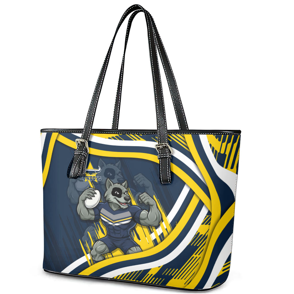 Cowboys Rugby Mascot Leather Tote Bag Fierce Athlete Graphic in Sports Style