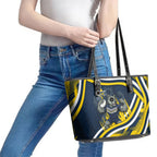 Cowboys Rugby Mascot Leather Tote Bag Fierce Athlete Graphic in Sports Style
