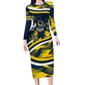 Cowboys Rugby Mascot Long Sleeve Bodycon Dress Fierce Athlete Graphic in Sports Style