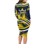 Cowboys Rugby Mascot Long Sleeve Bodycon Dress Fierce Athlete Graphic in Sports Style