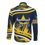 Cowboys Rugby Mascot Long Sleeve Button Shirt Fierce Athlete Graphic in Sports Style