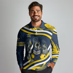 Cowboys Rugby Mascot Long Sleeve Polo Shirt Fierce Athlete Graphic in Sports Style