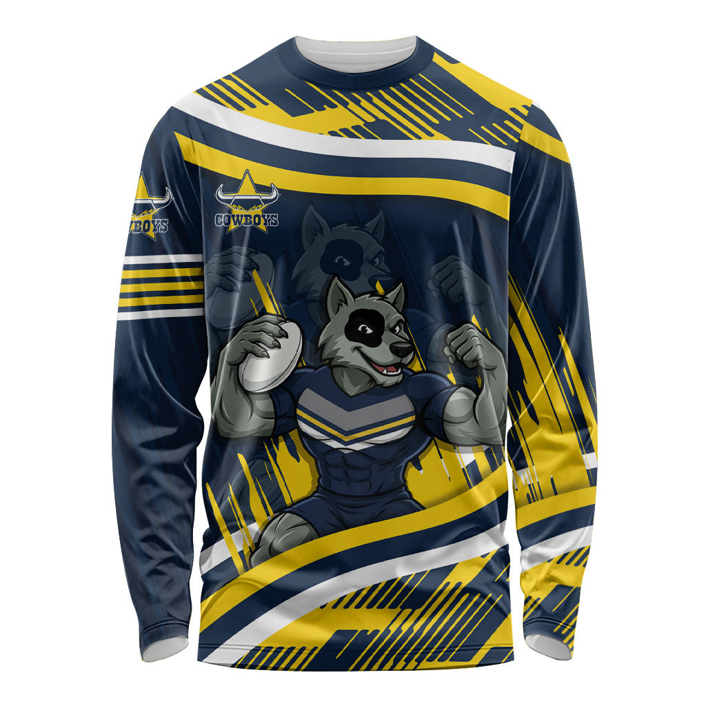 Cowboys Rugby Mascot Long Sleeve Shirt Fierce Athlete Graphic in Sports Style