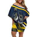 Cowboys Rugby Mascot Off Shoulder Short Dress Fierce Athlete Graphic in Sports Style