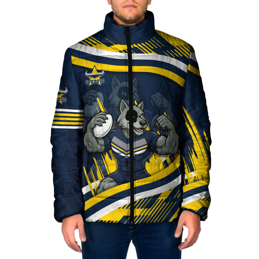 Cowboys Rugby Mascot Padded Jacket Fierce Athlete Graphic in Sports Style