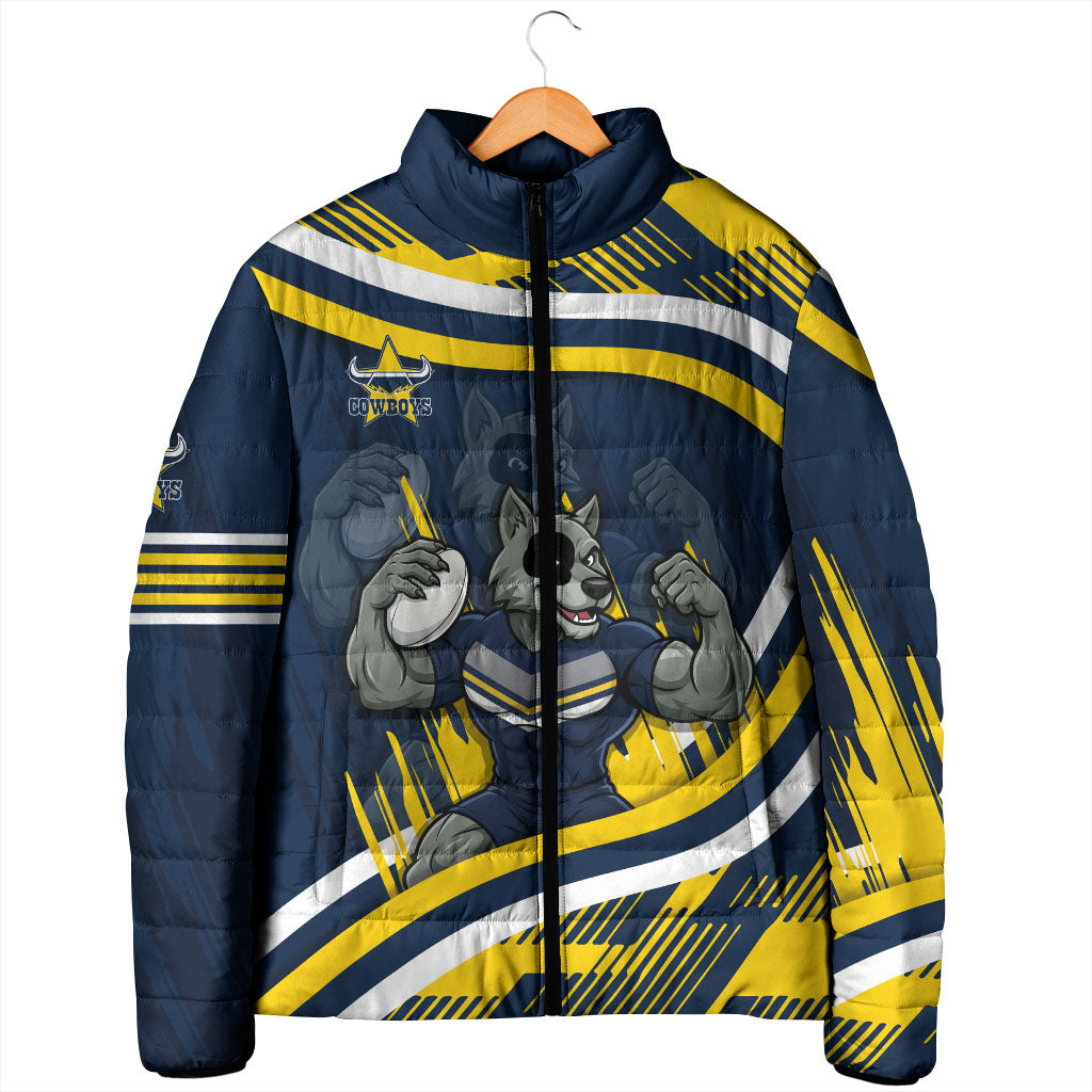 Cowboys Rugby Mascot Padded Jacket Fierce Athlete Graphic in Sports Style