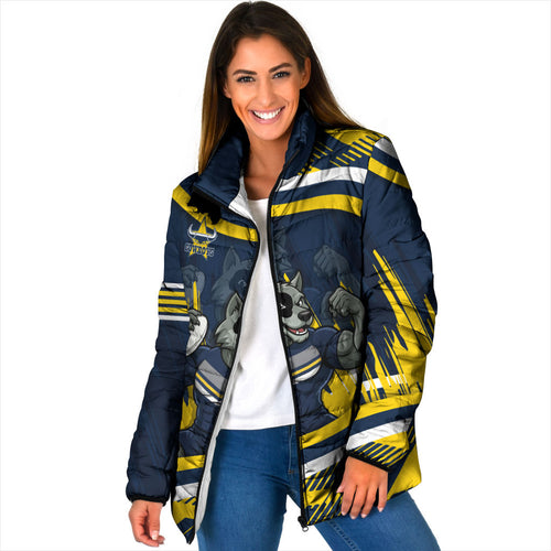 Cowboys Rugby Mascot Padded Jacket Fierce Athlete Graphic in Sports Style