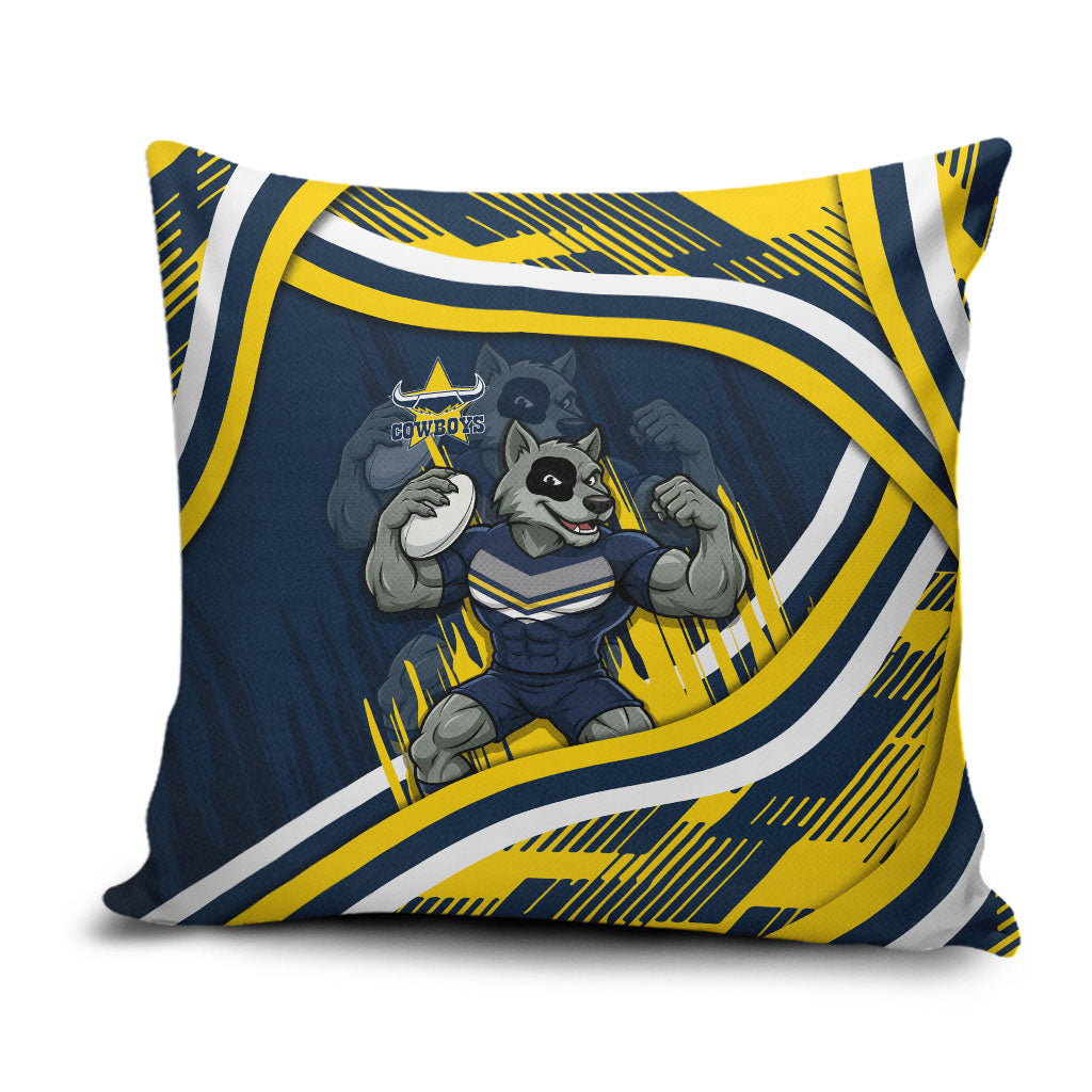 Cowboys Rugby Mascot Pillow Cover Fierce Athlete Graphic in Sports Style