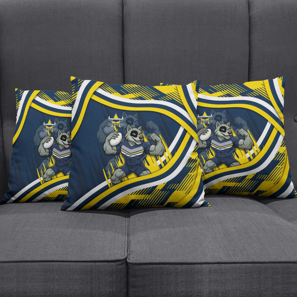 Cowboys Rugby Mascot Pillow Cover Fierce Athlete Graphic in Sports Style