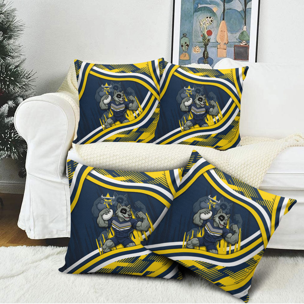 Cowboys Rugby Mascot Pillow Cover Fierce Athlete Graphic in Sports Style