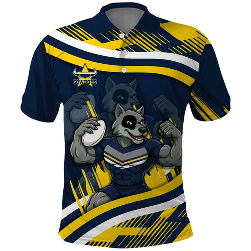 Cowboys Rugby Mascot Polo Shirt Fierce Athlete Graphic in Sports Style
