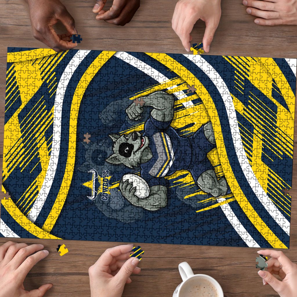 Cowboys Rugby Mascot Puzzle Fierce Athlete Graphic in Sports Style