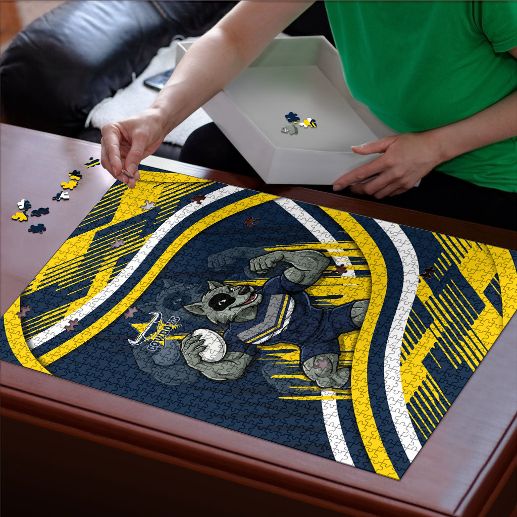 Cowboys Rugby Mascot Puzzle Fierce Athlete Graphic in Sports Style
