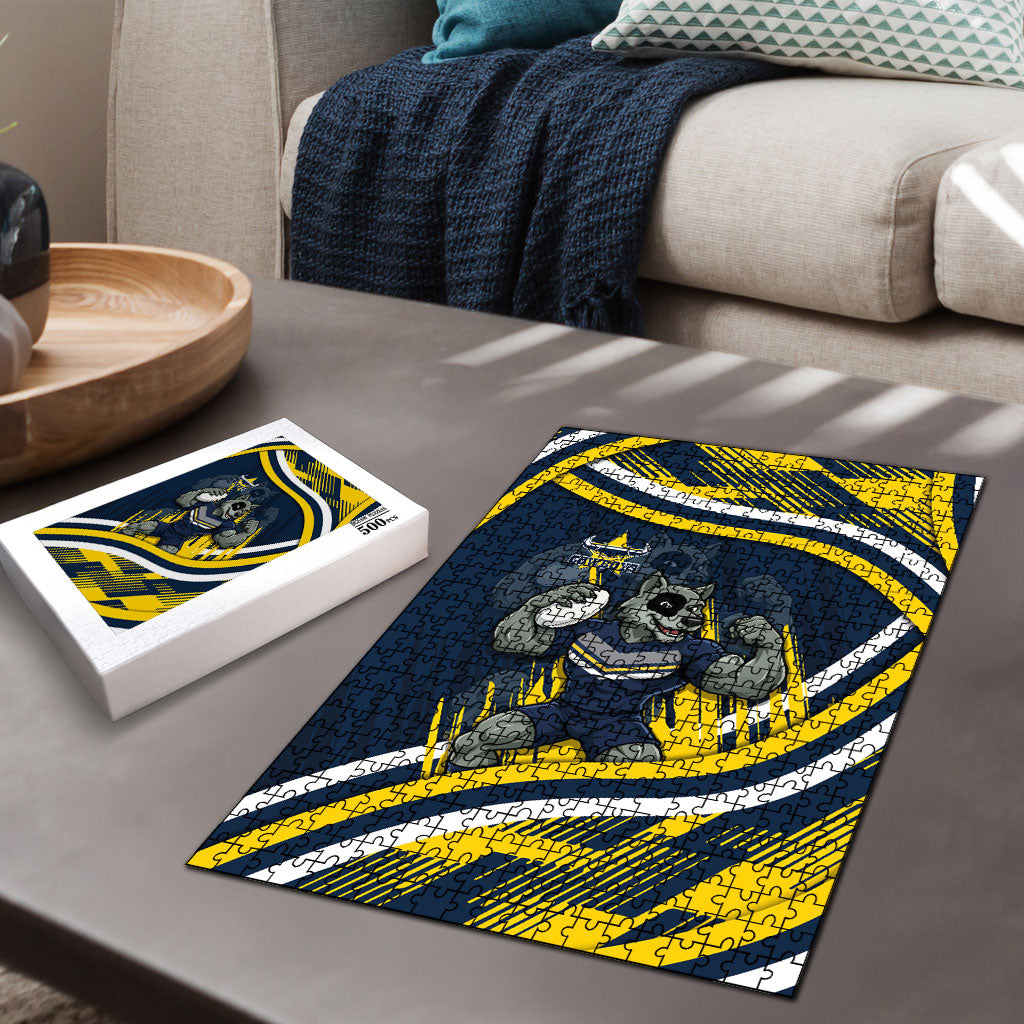 Cowboys Rugby Mascot Puzzle Fierce Athlete Graphic in Sports Style