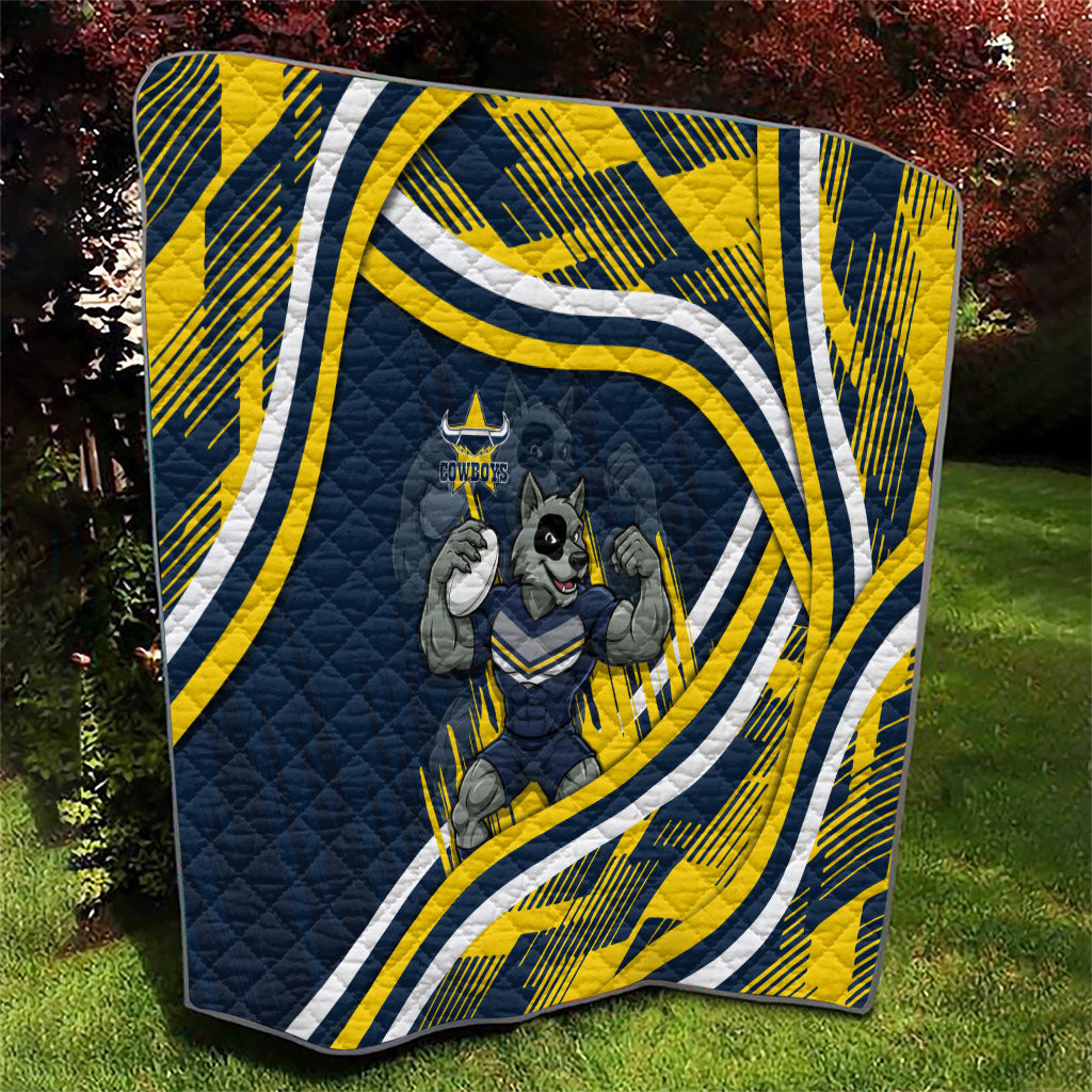 Cowboys Rugby Mascot Quilt Fierce Athlete Graphic in Sports Style