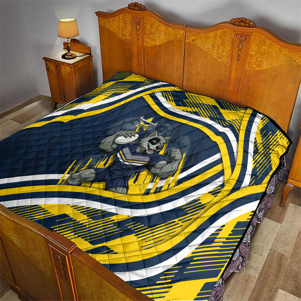 Cowboys Rugby Mascot Quilt Fierce Athlete Graphic in Sports Style