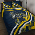 Cowboys Rugby Mascot Quilt Bed Set Fierce Athlete Graphic in Sports Style