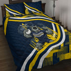 Cowboys Rugby Mascot Quilt Bed Set Fierce Athlete Graphic in Sports Style