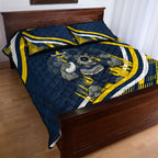 Cowboys Rugby Mascot Quilt Bed Set Fierce Athlete Graphic in Sports Style