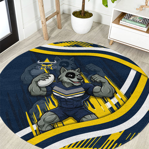 Cowboys Rugby Mascot Round Carpet Fierce Athlete Graphic in Sports Style