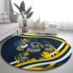 Cowboys Rugby Mascot Round Carpet Fierce Athlete Graphic in Sports Style