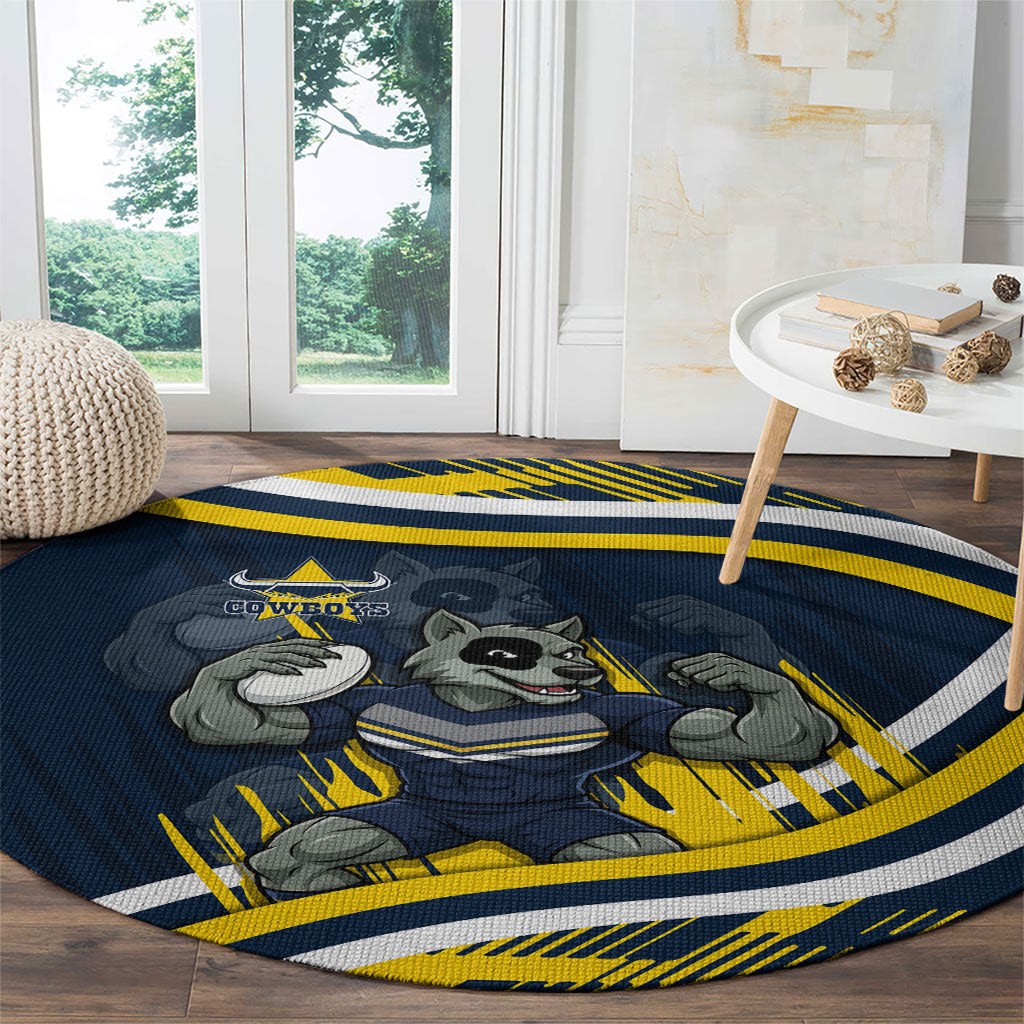Cowboys Rugby Mascot Round Carpet Fierce Athlete Graphic in Sports Style